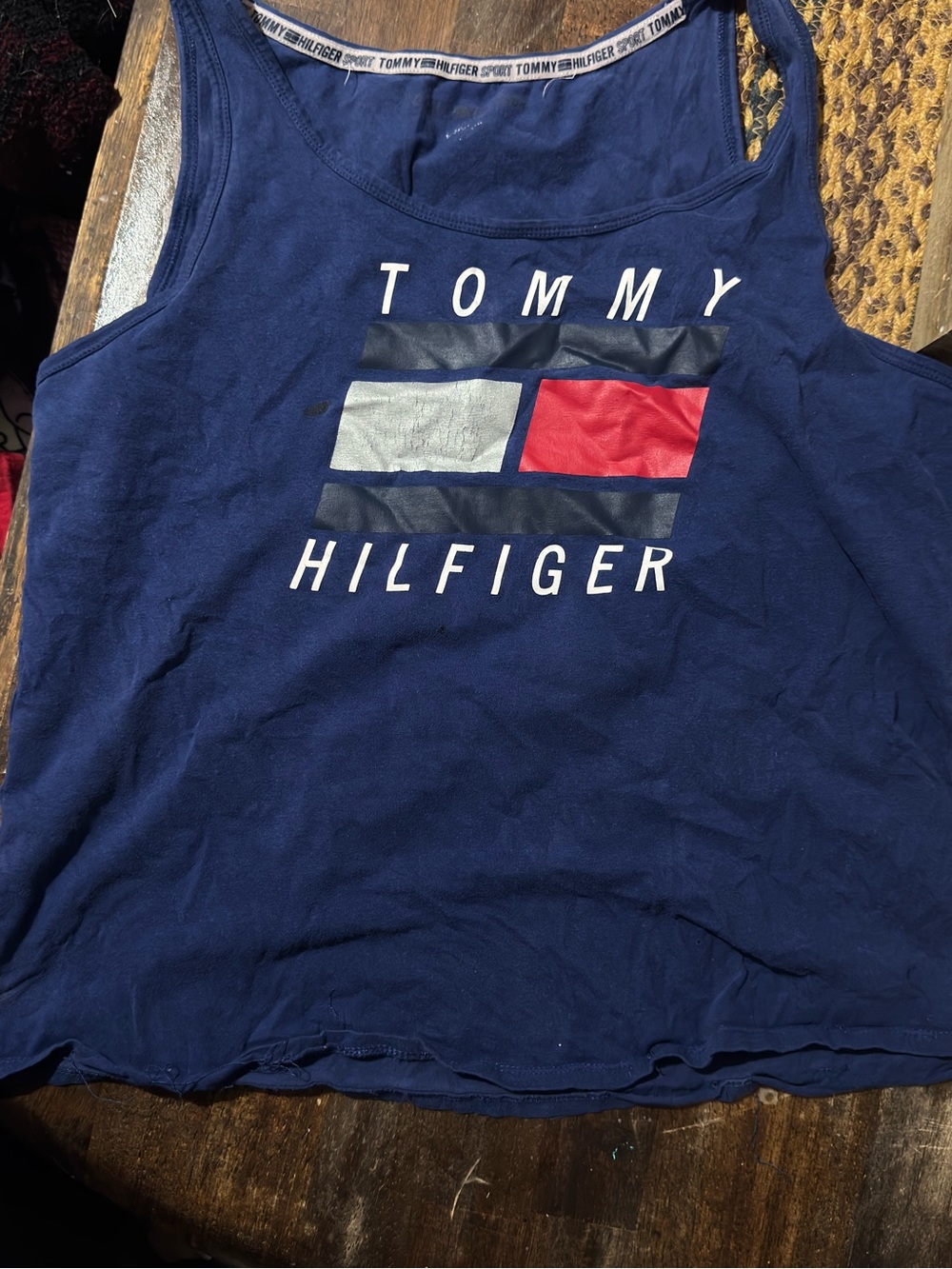 Tommy Hilfiger Navy Tank with Red & White Logo